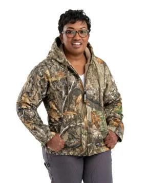 Camo Women's Camo Sherpa-Lined Softstone Duck Hooded Jacket