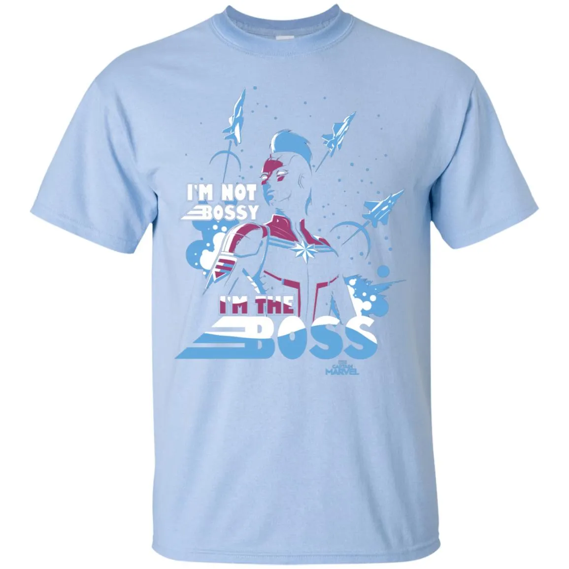 Captain Marvel I'm The Boss Space Blue Red Men Cotton T-Shirt