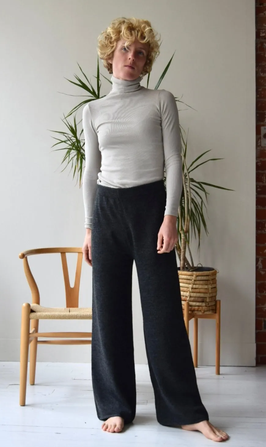 Charcoal Knit Cozy Pant