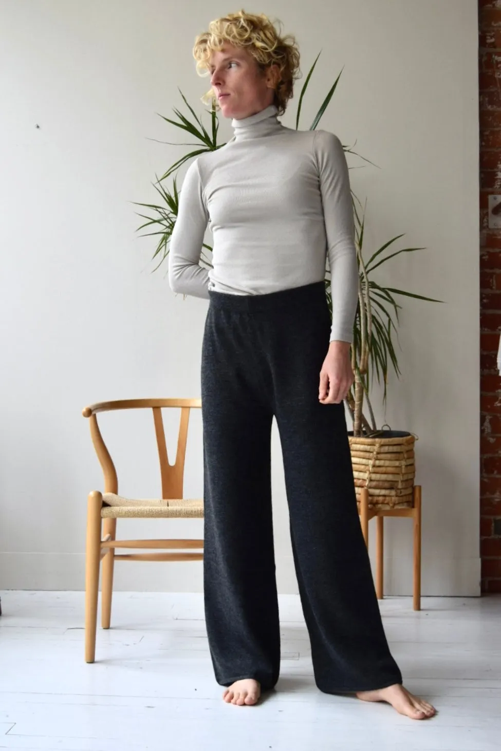 Charcoal Knit Cozy Pant