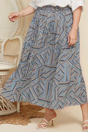 Chase Your Dreams Plus Size Geometric Pleated Skirt