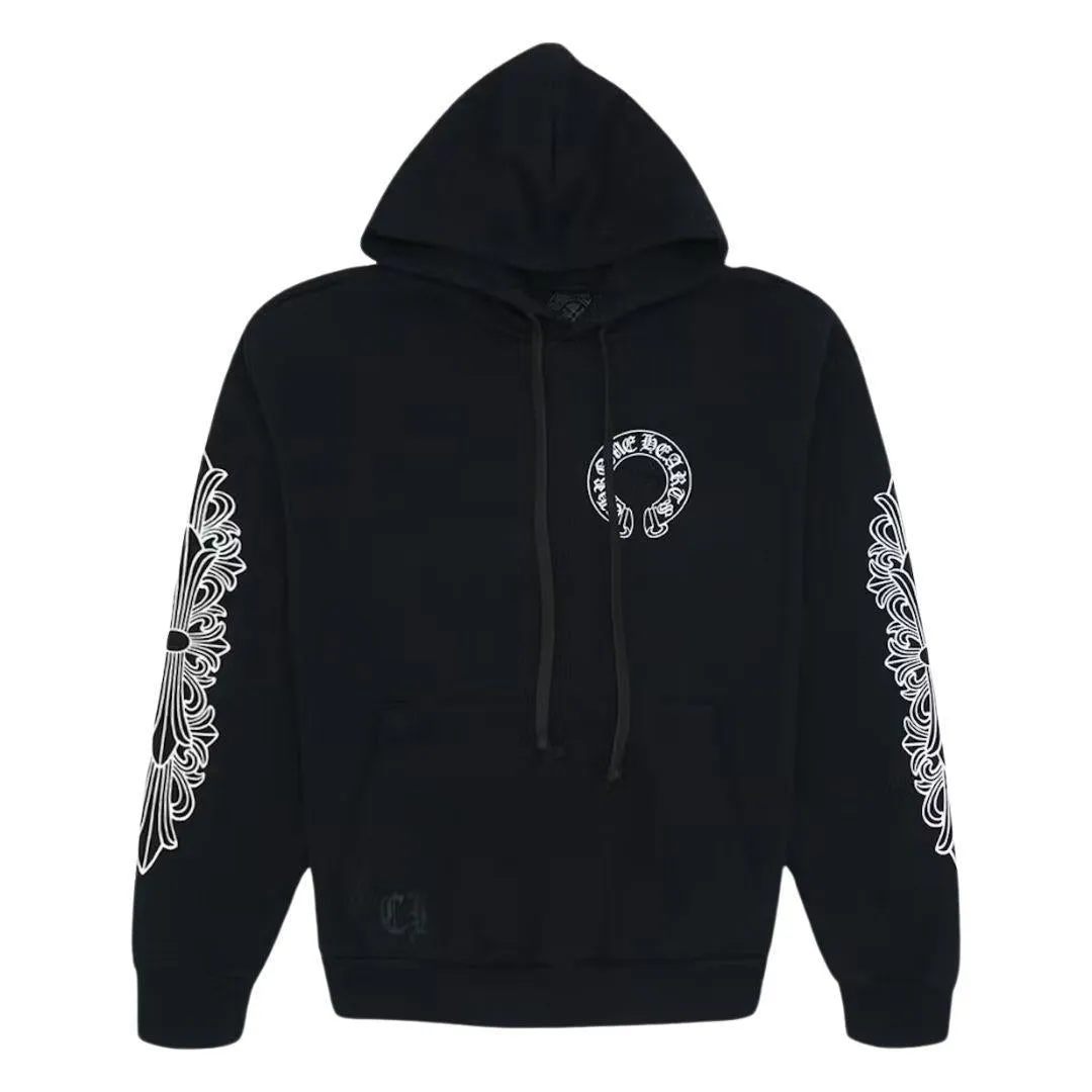 CHROME HEARTS HORSE SHOE FLORAL HOODIE BLACK