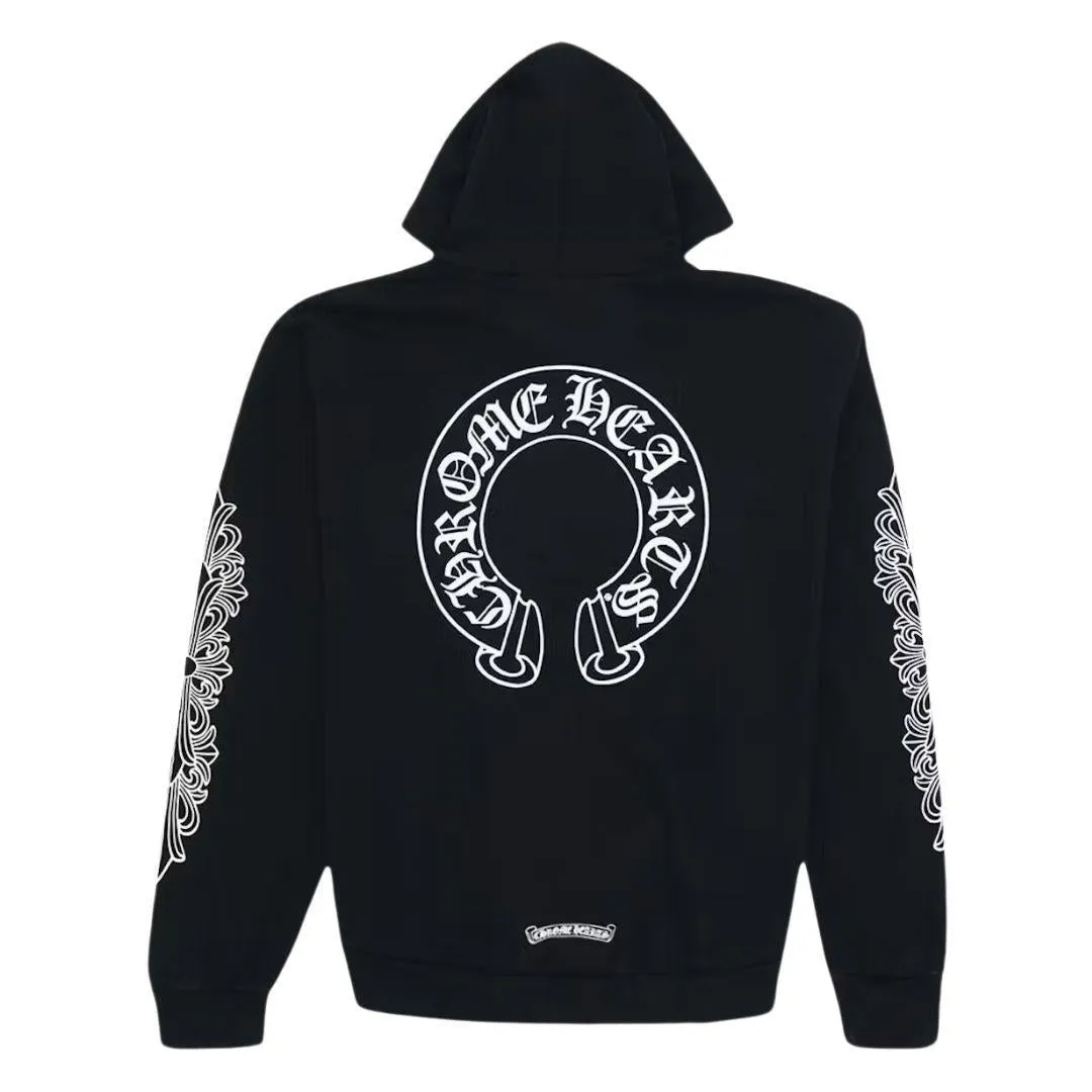 CHROME HEARTS HORSE SHOE FLORAL HOODIE BLACK