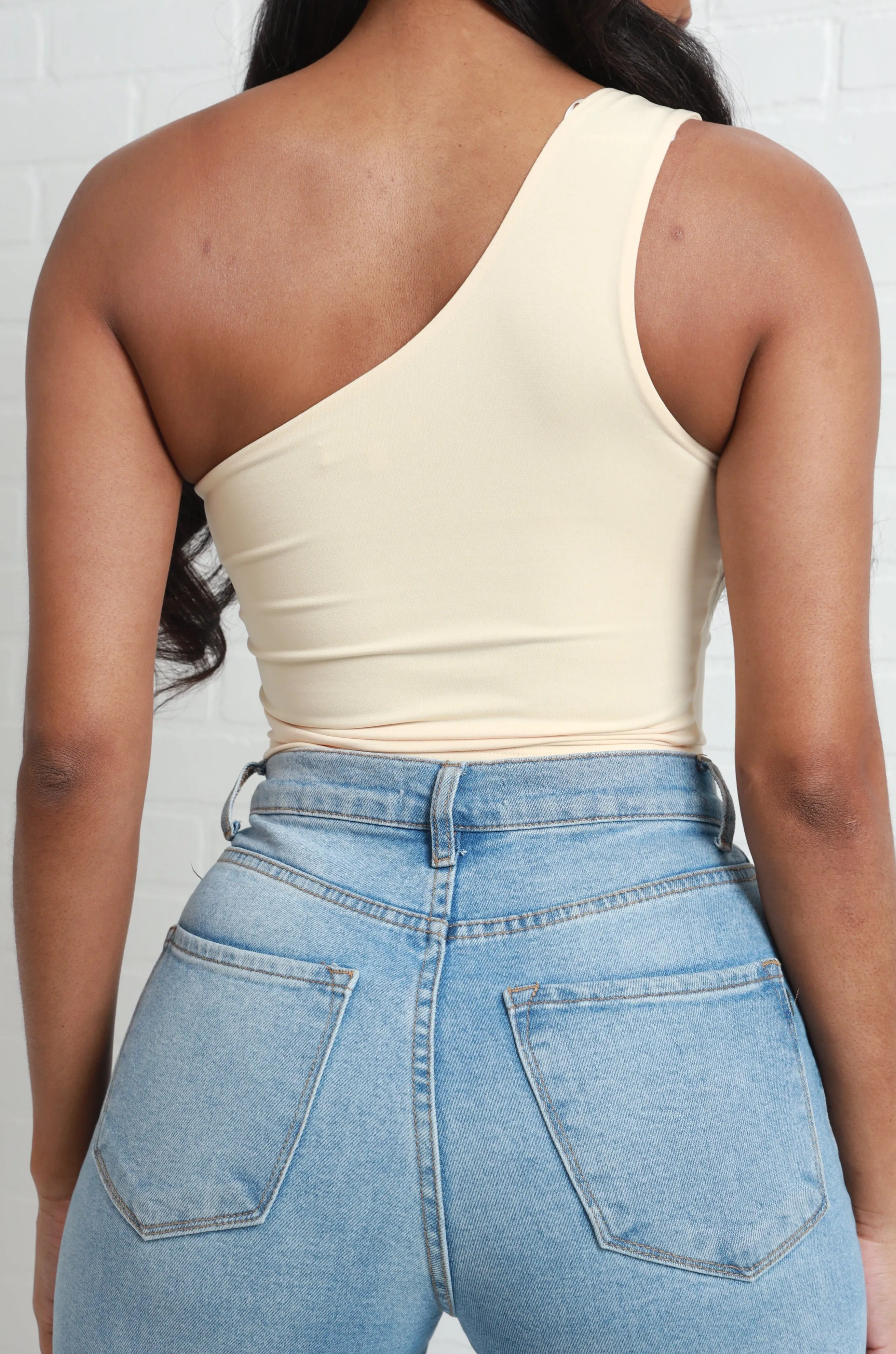 Circus One Shoulder Crop Top - Cream