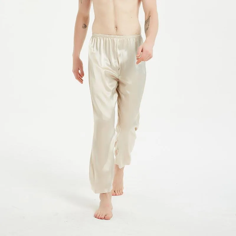 Classic 22 Momme Silk Sleepwear Pants For Men 100% Pure Silk Long Pants Nightwear