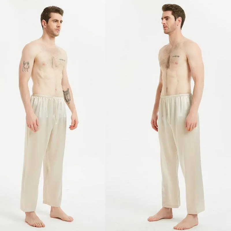 Classic 22 Momme Silk Sleepwear Pants For Men 100% Pure Silk Long Pants Nightwear