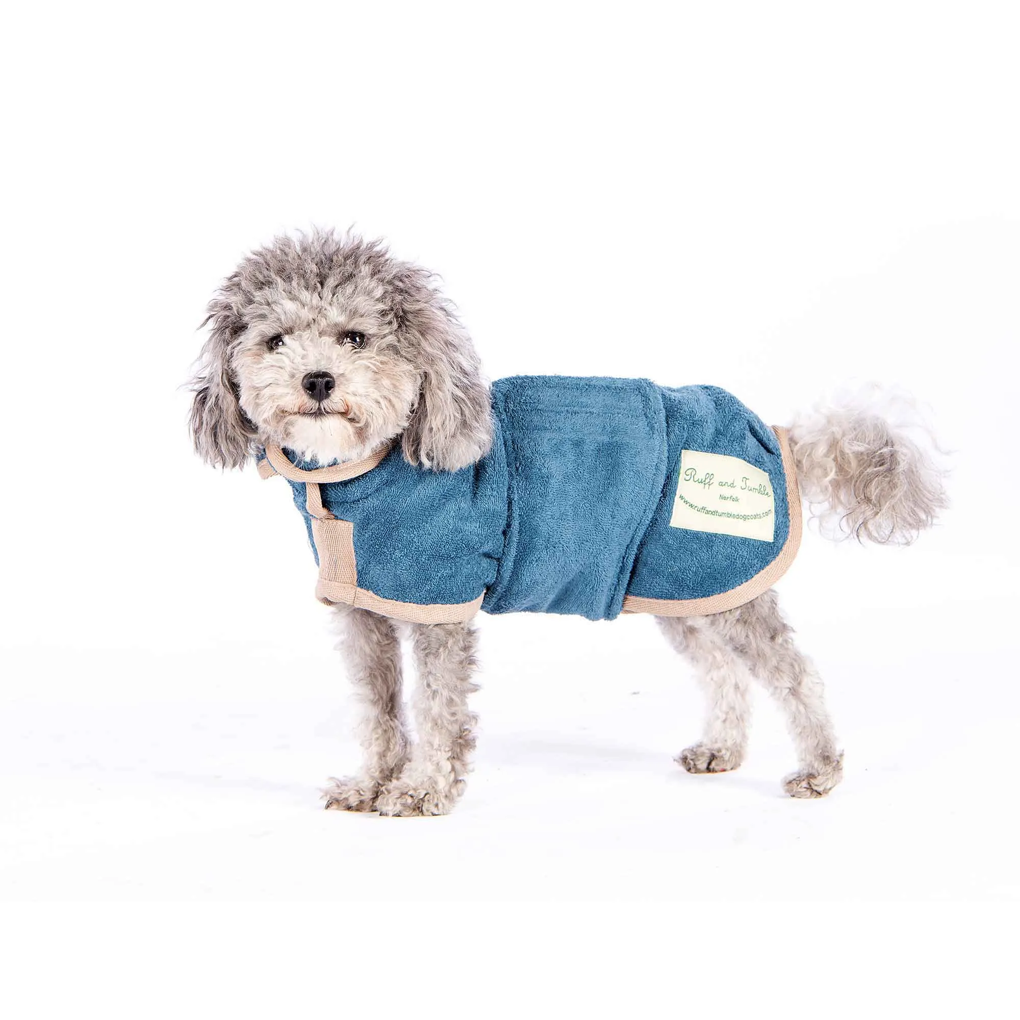 Classic Dog Drying Coat in Blue by Ruff and Tumble