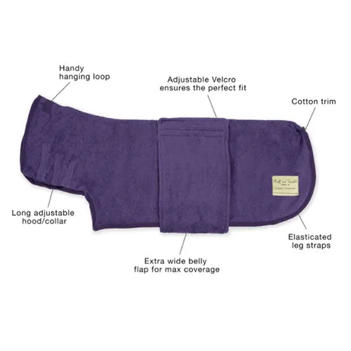 Classic Dog Drying Coat in Purple Heather by Ruff and Tumble