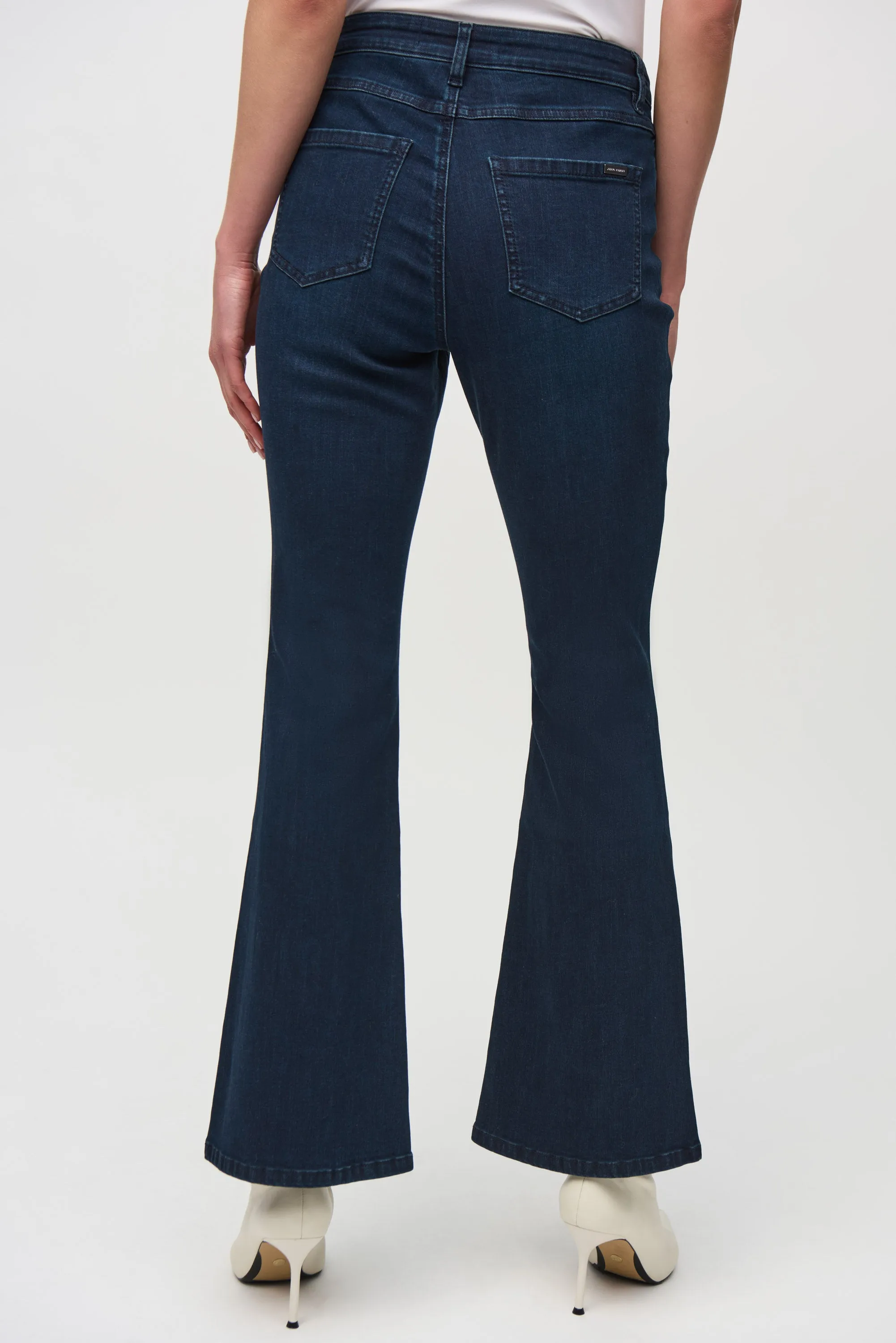 Classic Flared Denim Pants with Stone Rivets