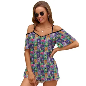 Classic Posters Women's Off-Shoulder Cold Shoulder Camisole Top