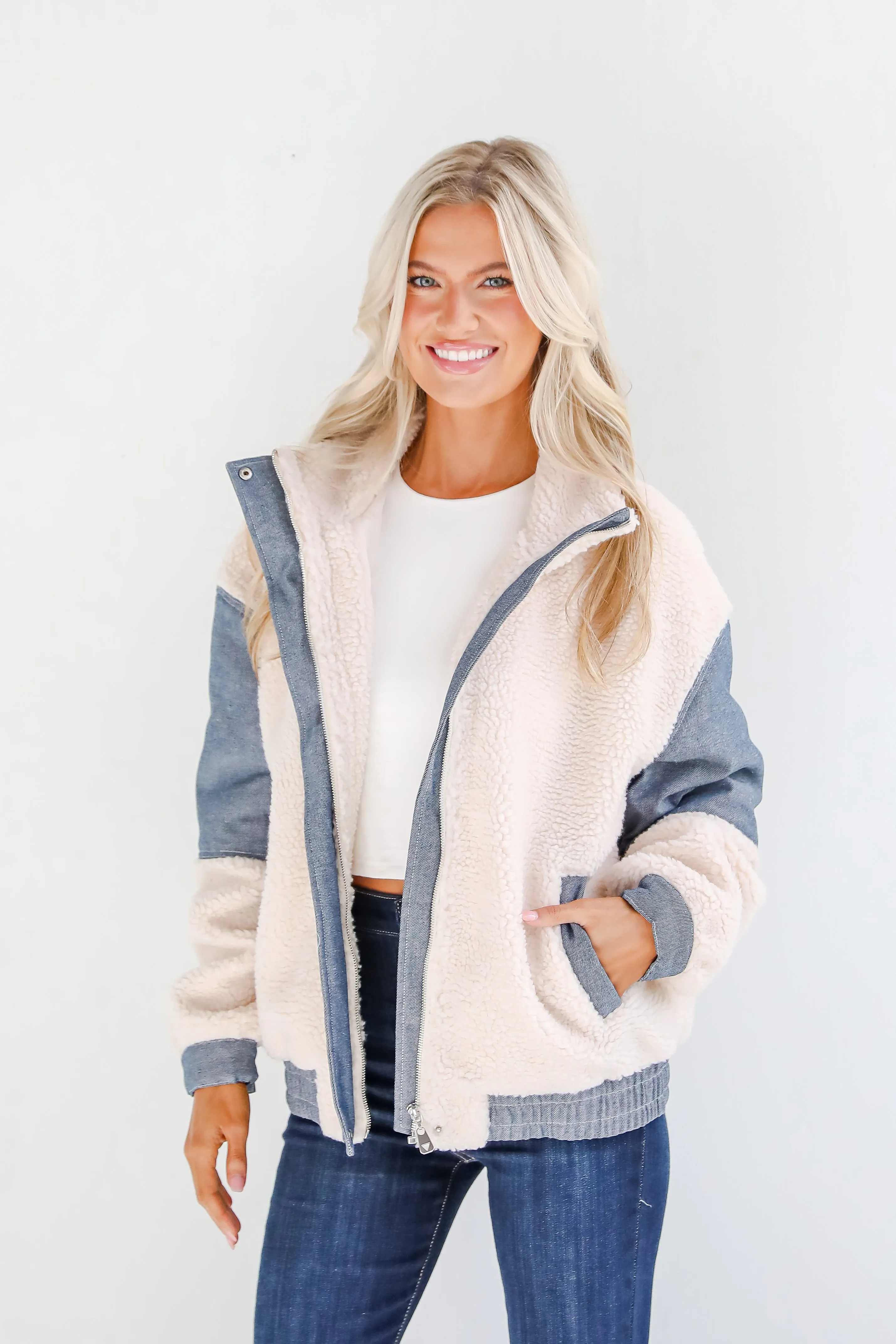 Cozier Days Cream Sherpa Denim Jacket