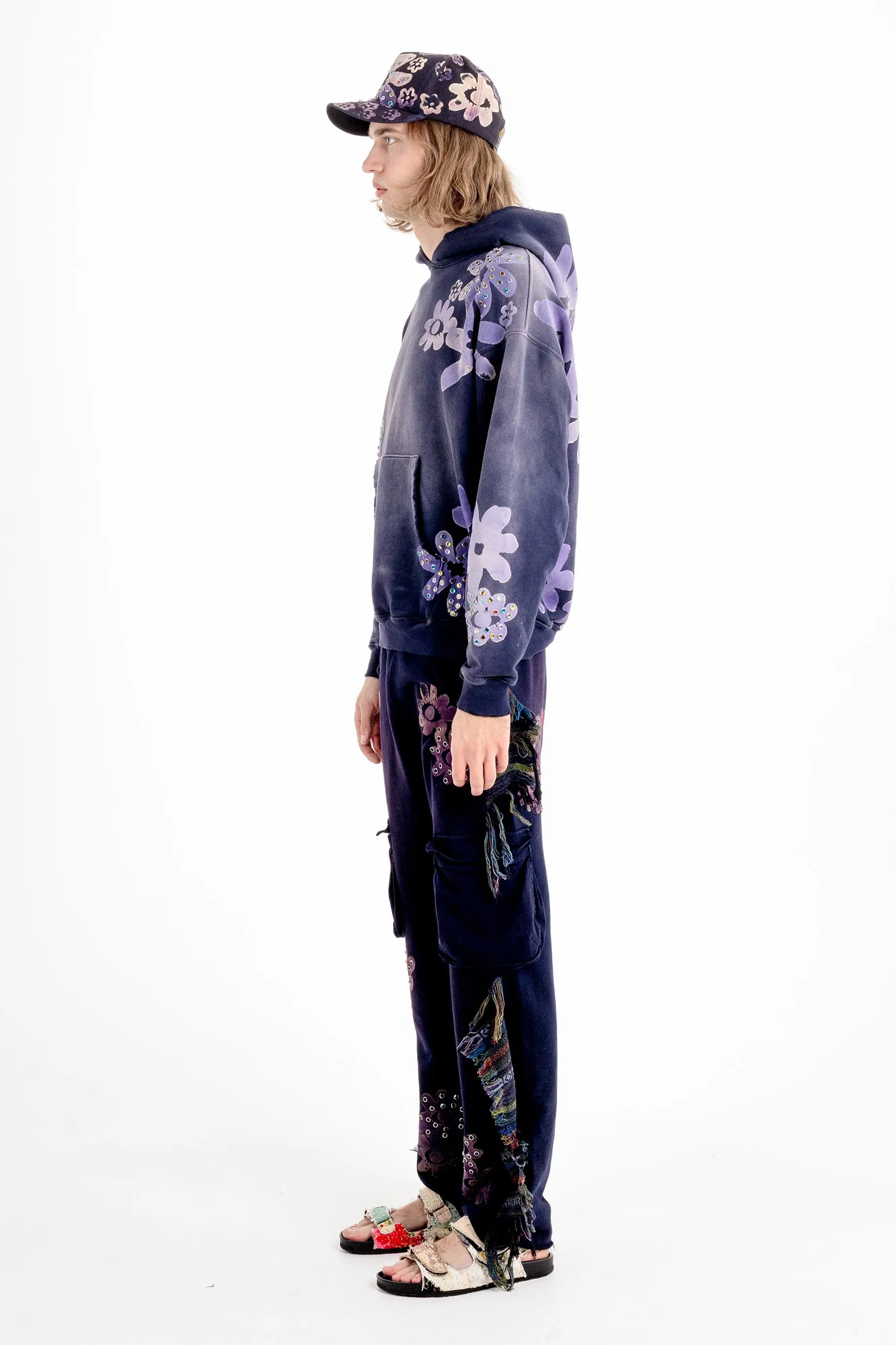 Crystal Studded Block Print Hoodie