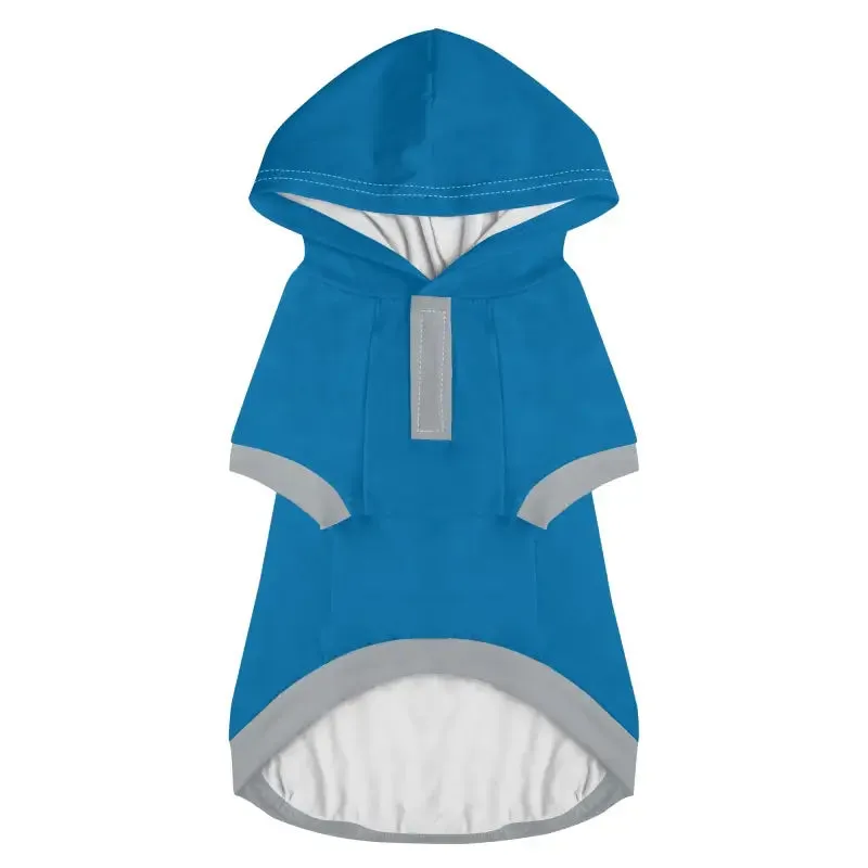 Custom Blue and Grey Dog Hoodie for Small Dogs and Cats