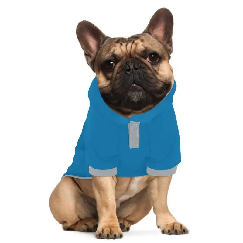 Custom Blue and Grey Dog Hoodie for Small Dogs and Cats