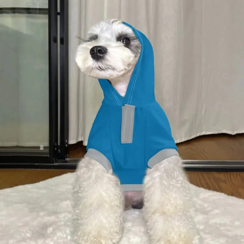 Custom Blue and Grey Dog Hoodie for Small Dogs and Cats