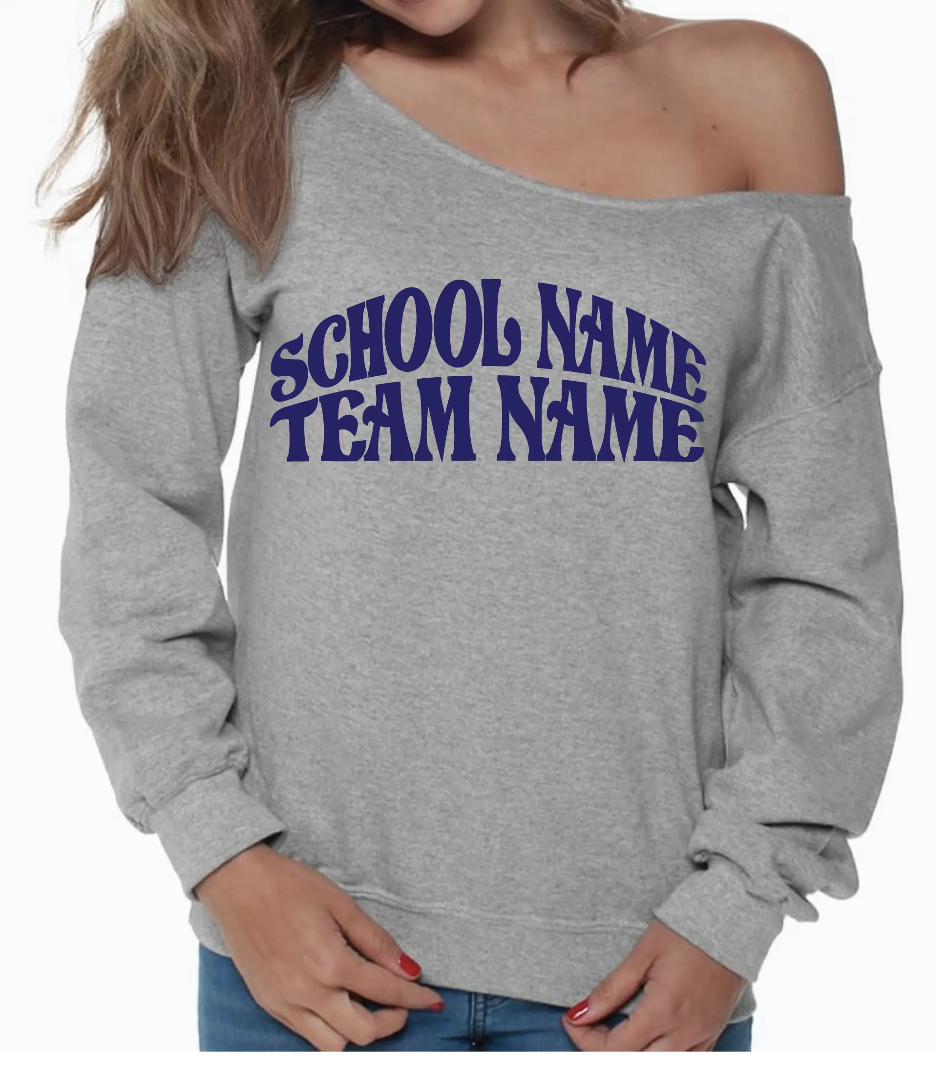 Customize Your Own Off the Shoulder College Game Day Crewneck