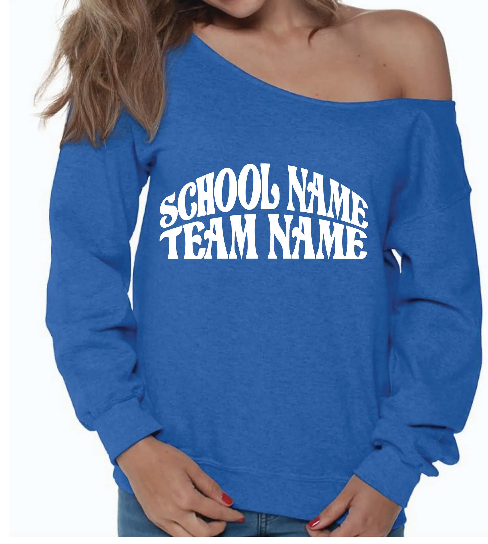 Customize Your Own Off the Shoulder College Game Day Crewneck