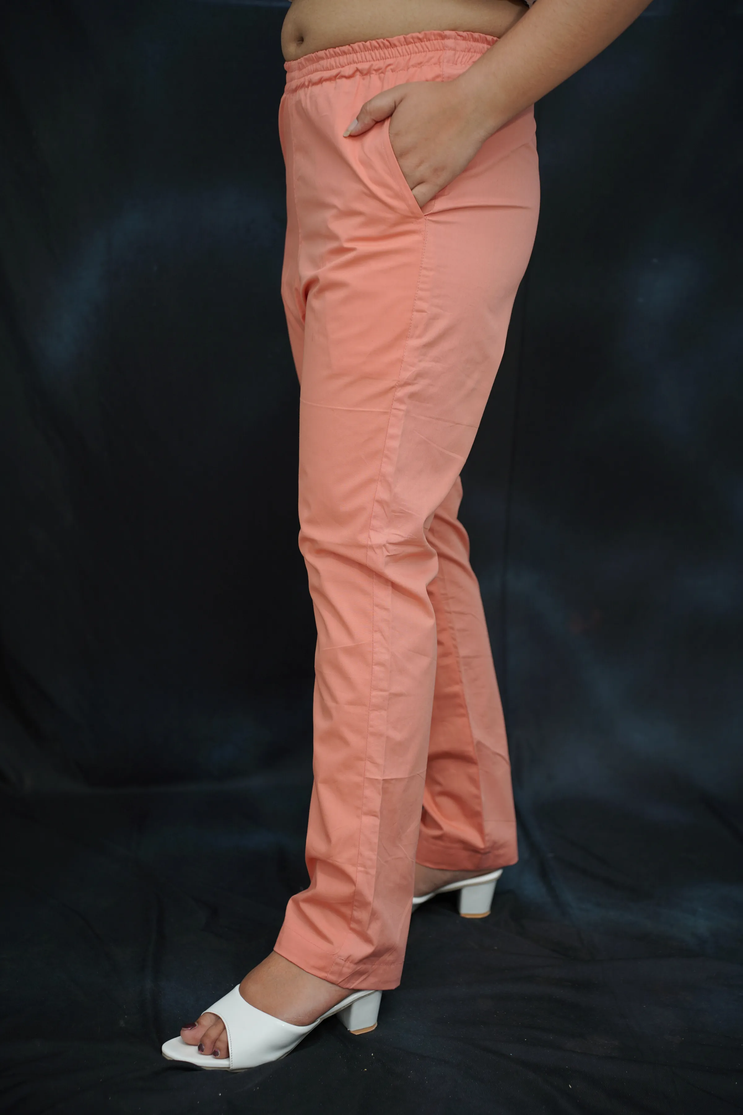 Dark Peach Cotton Kurti Pant