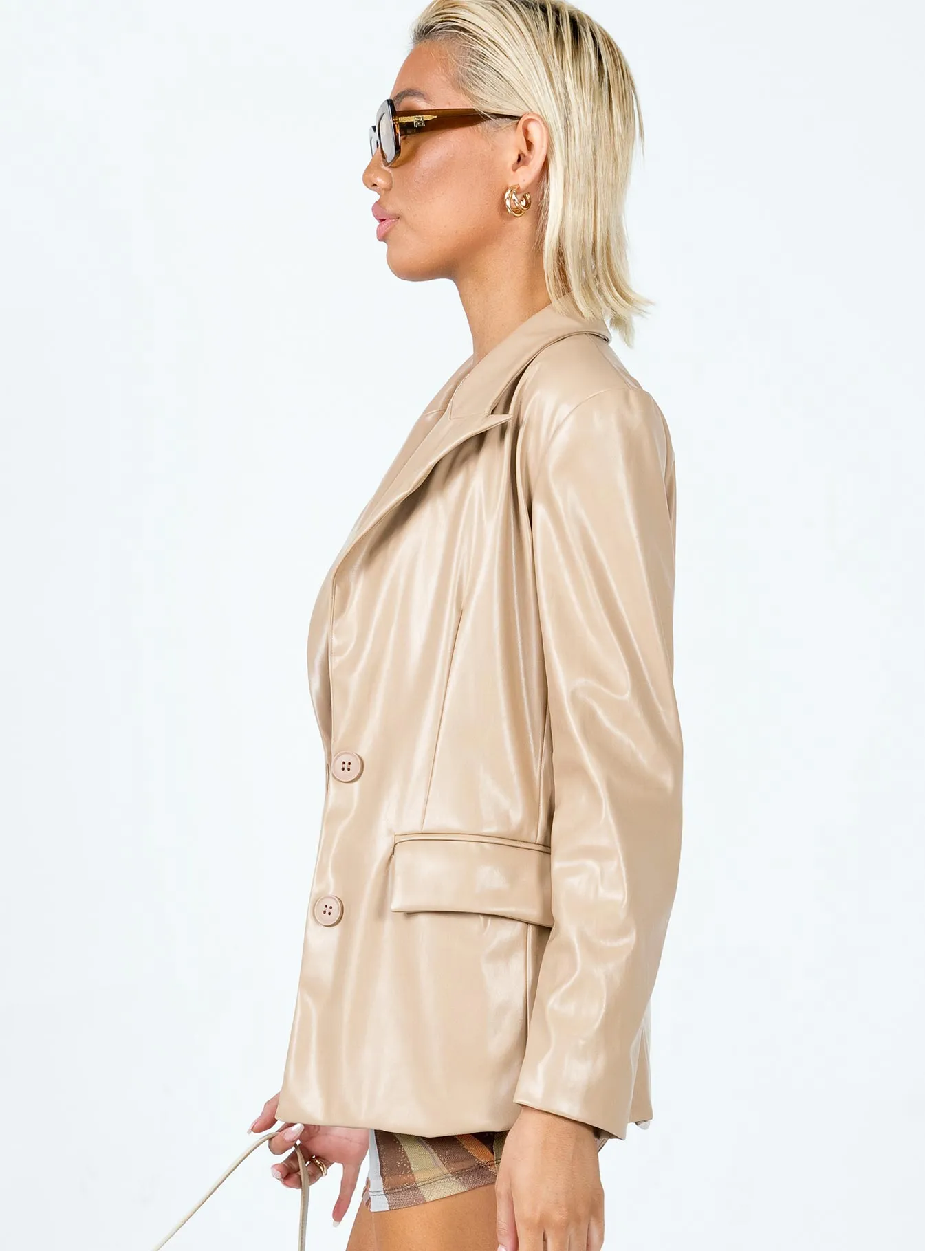 Deacon PU Blazer Beige