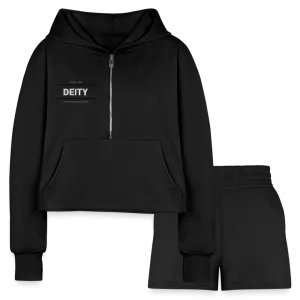 Deity Women’s Cropped Hoodie & Jogger Short Outfit Set