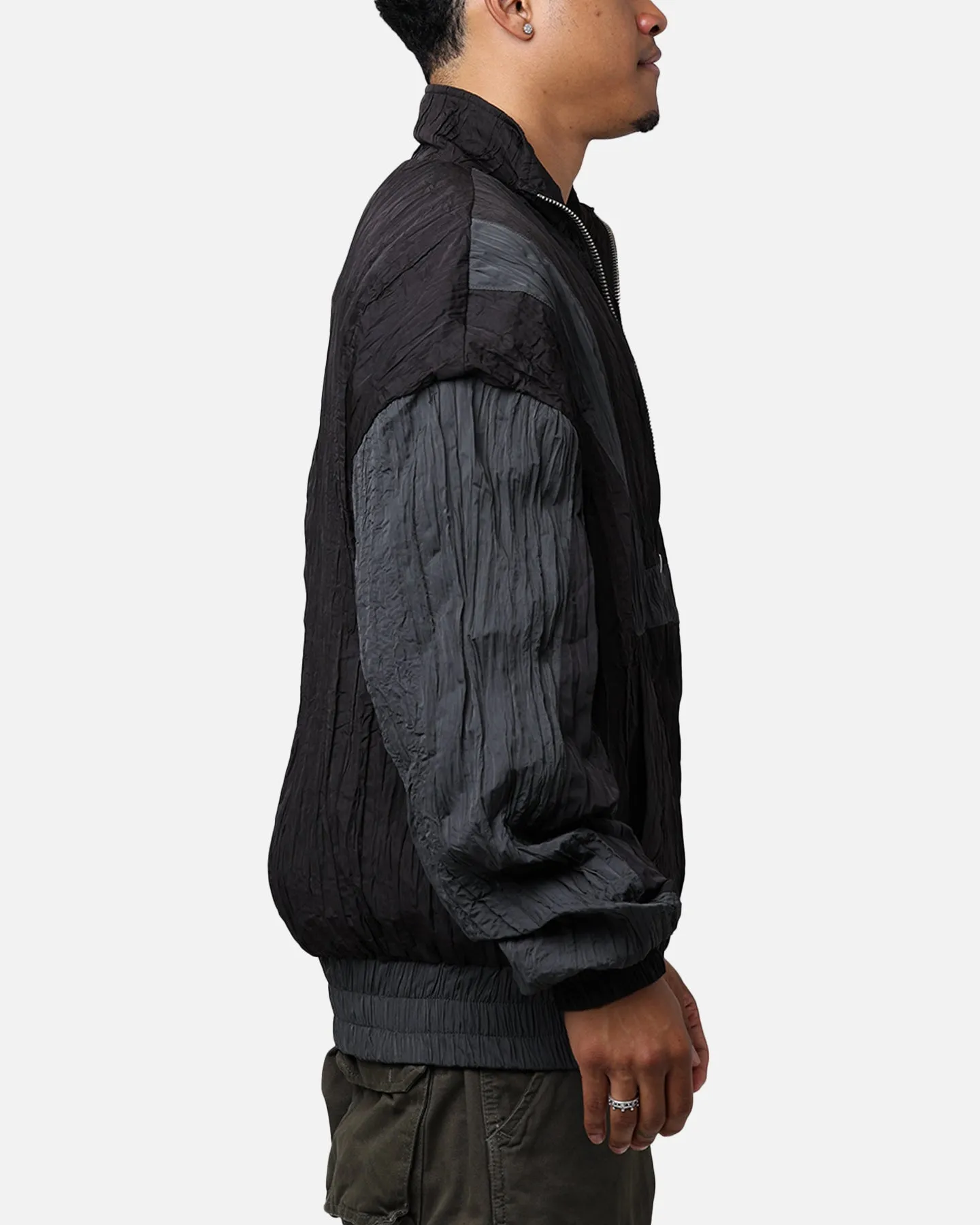 Diet Starts Monday Crinkled Nylon Track Jacket Black/Grey