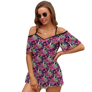 Disney Mulan Blooming Flowers Women's Off-Shoulder Cold Shoulder Camisole Top