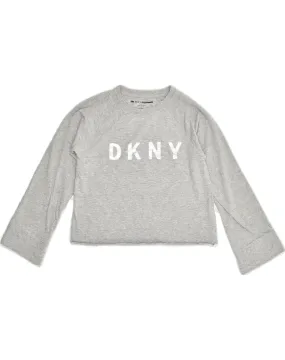 DKNY Womens Loose Fit Crop Sweatshirt Jumper UK 6 XS  Grey Cotton