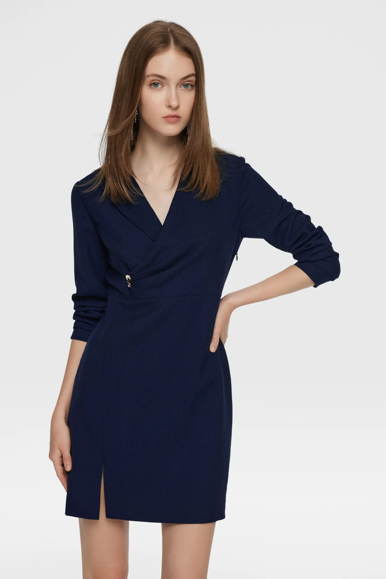 Dobby Wrap Dress With Slit