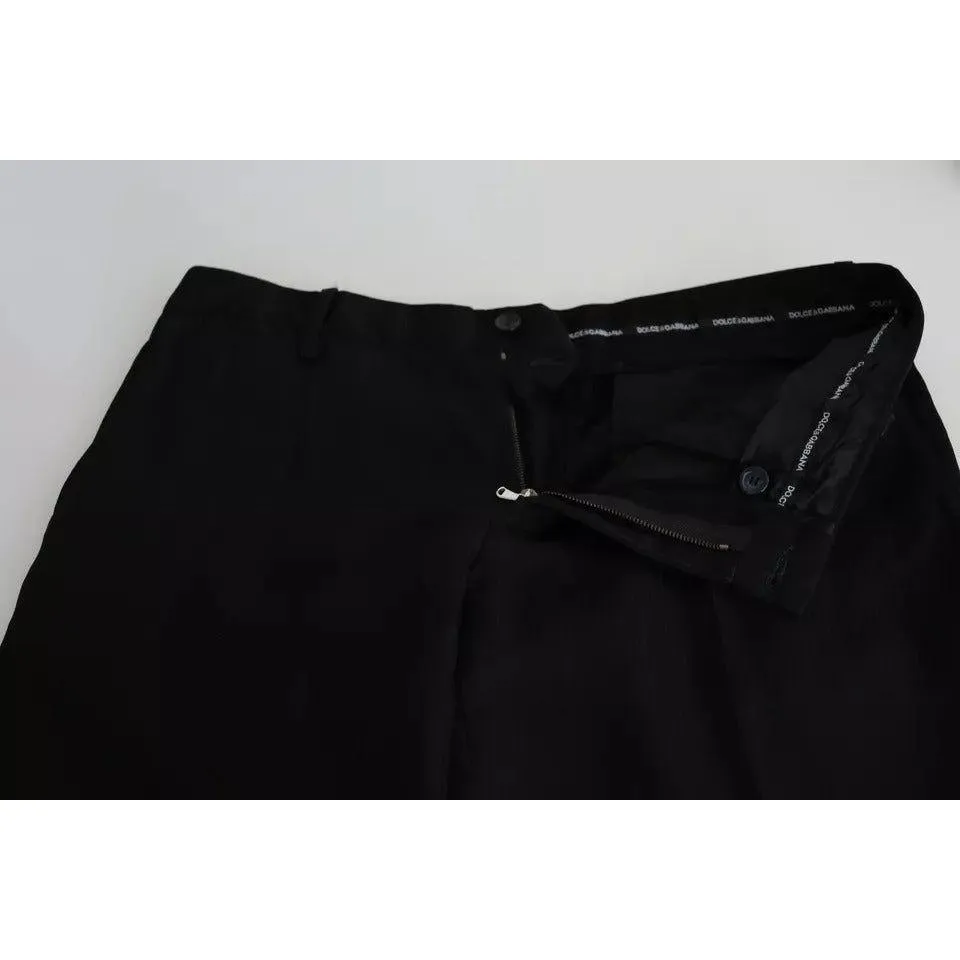 Dolce & Gabbana Black Cotton Stretch Dress Formal Pants