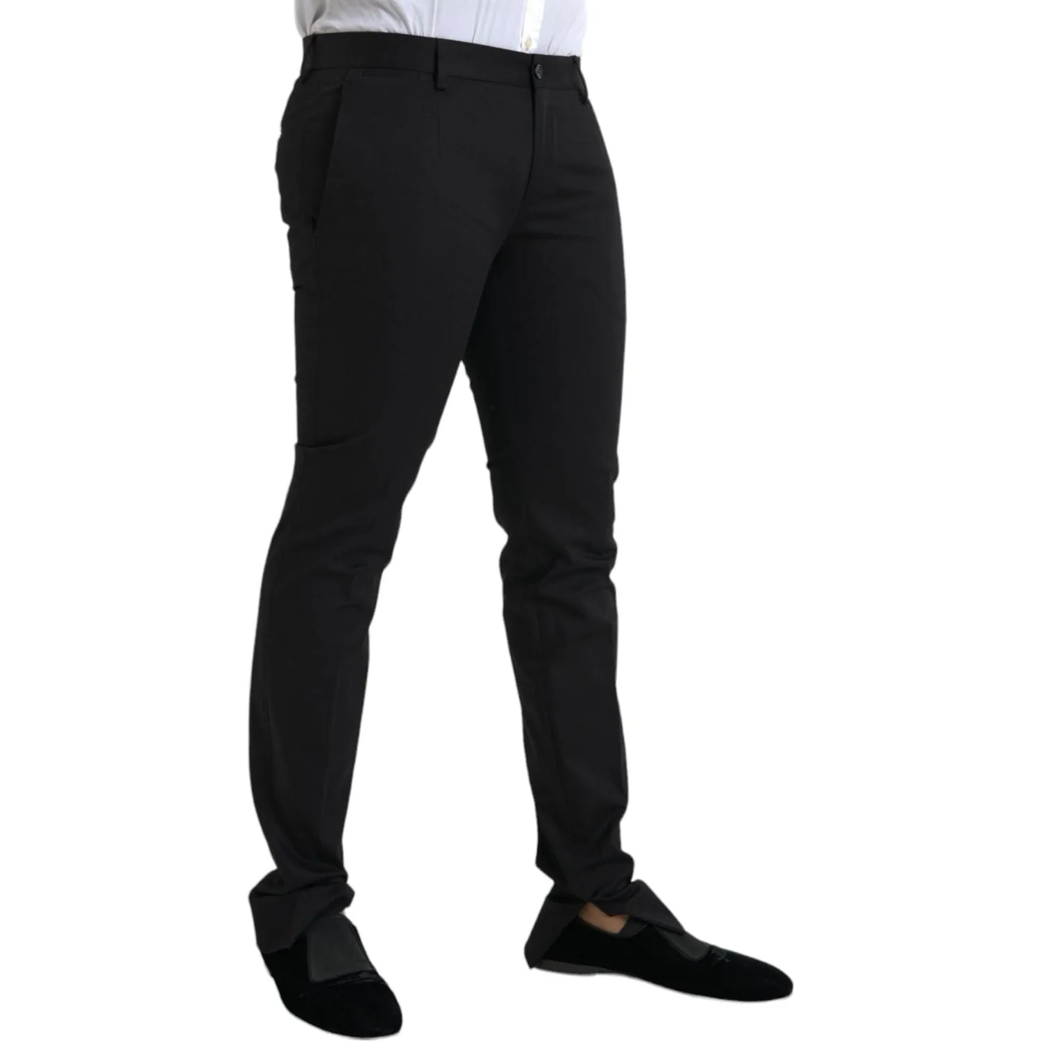 Dolce & Gabbana Black Cotton Stretch Skinny Dress Pants