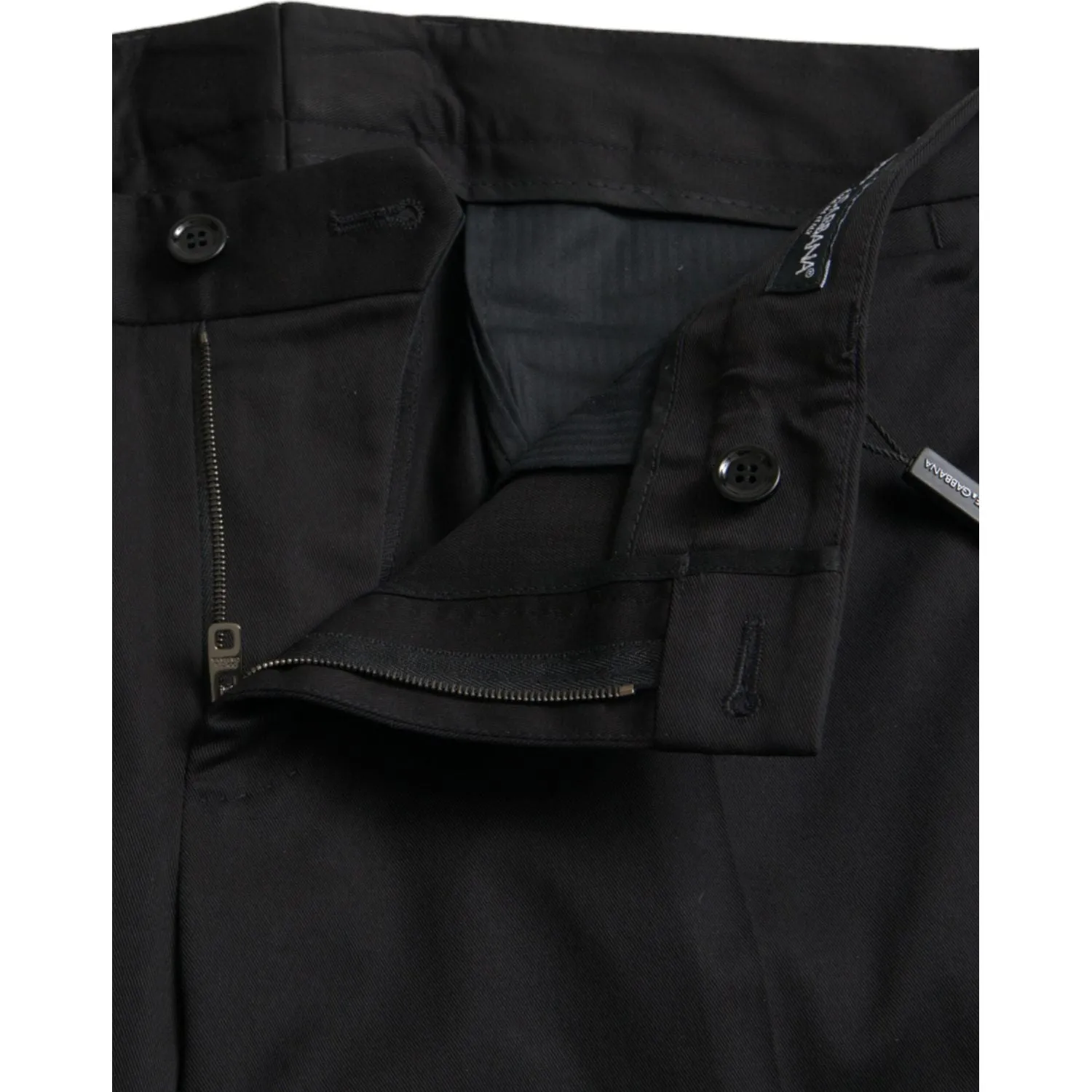 Dolce & Gabbana Black Cotton Stretch Skinny Dress Pants