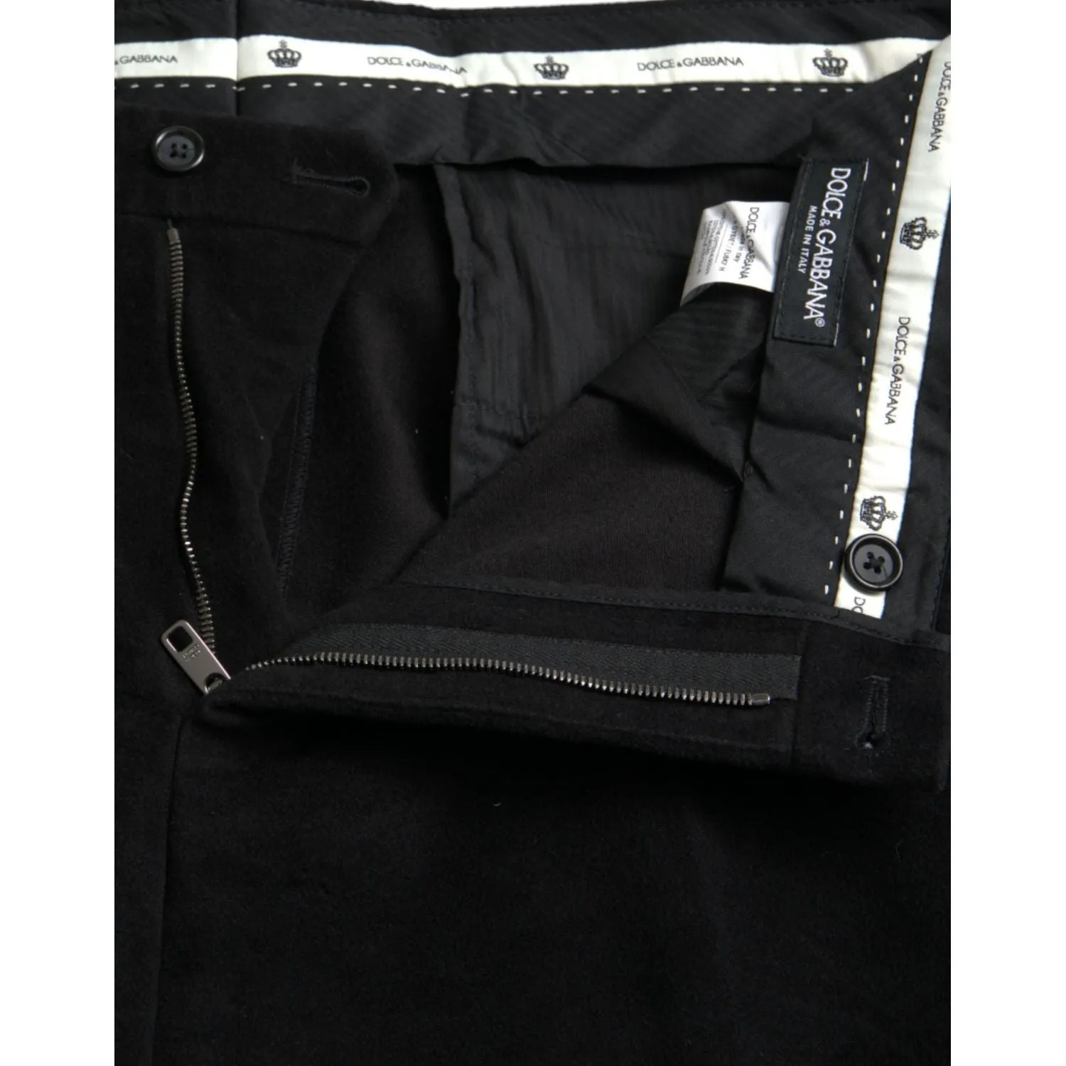 Dolce & Gabbana Black Cotton Velvet Skinny Pants