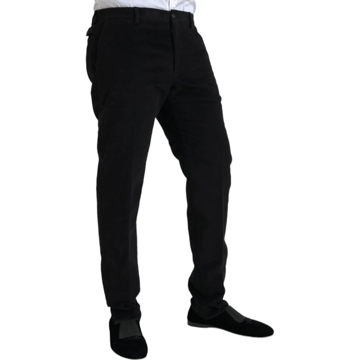 Dolce & Gabbana Black Cotton Velvet Skinny Pants