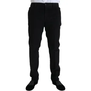 Dolce & Gabbana Black Cotton Velvet Skinny Pants