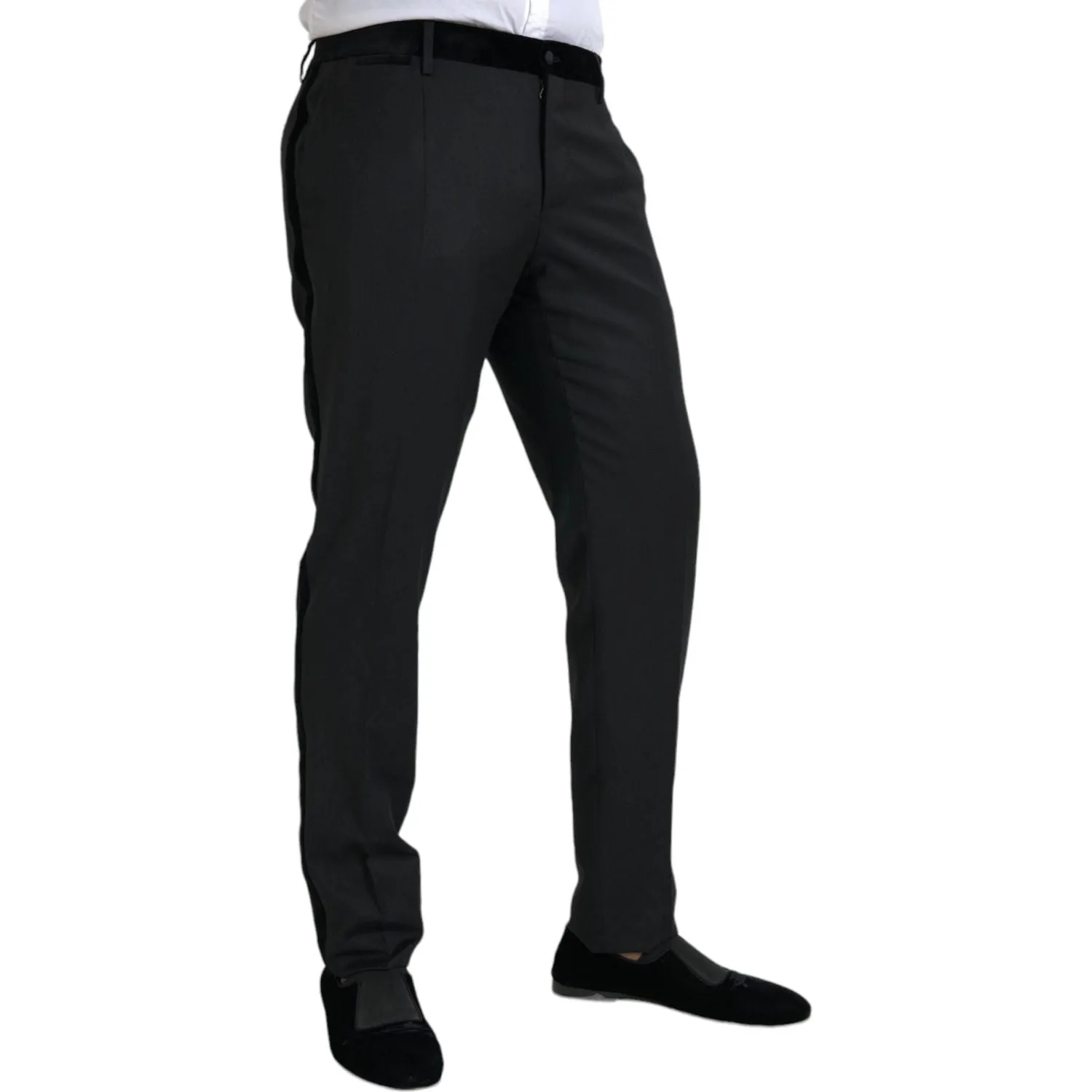 Dolce & Gabbana Black Silk Men Skinny Dress Pants