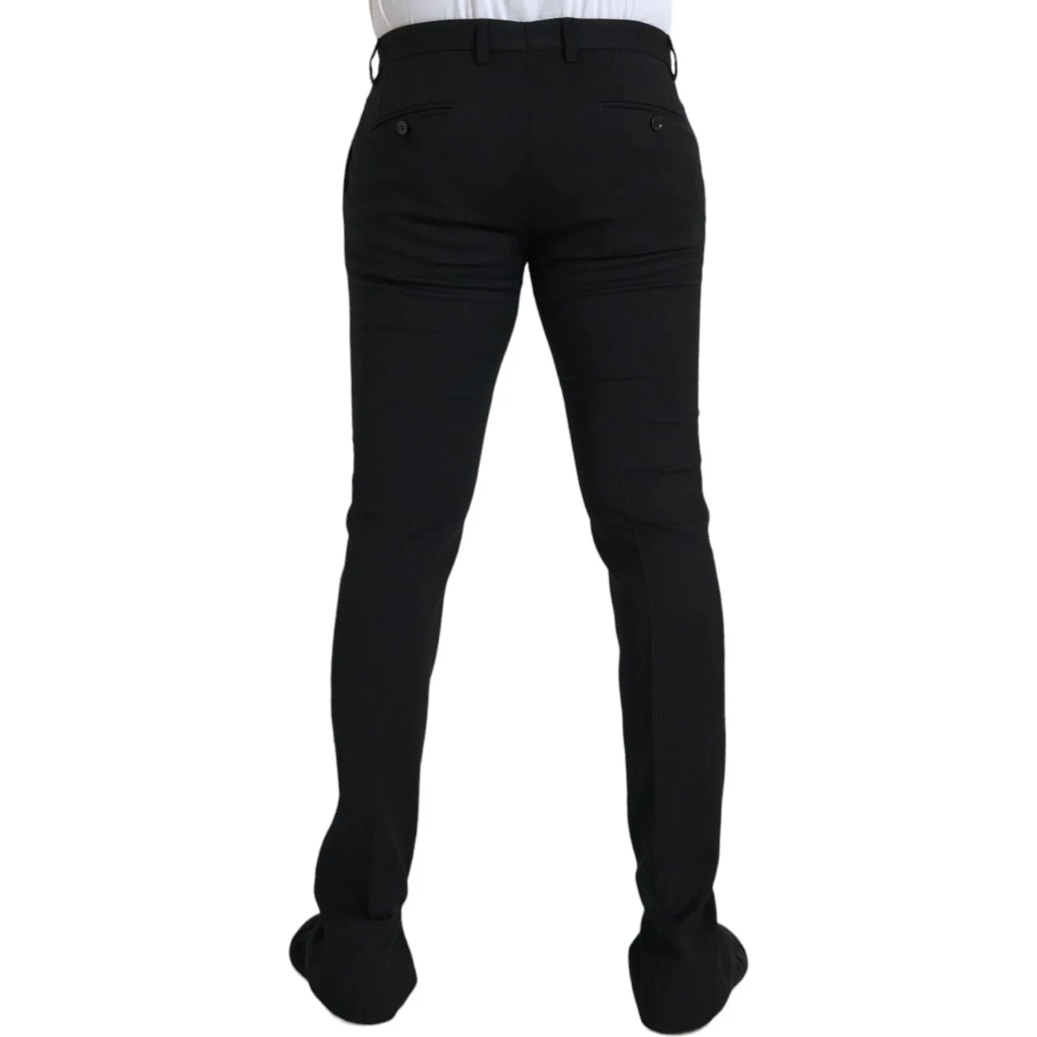 Dolce & Gabbana Black Wool Stretch Men Skinny Pants