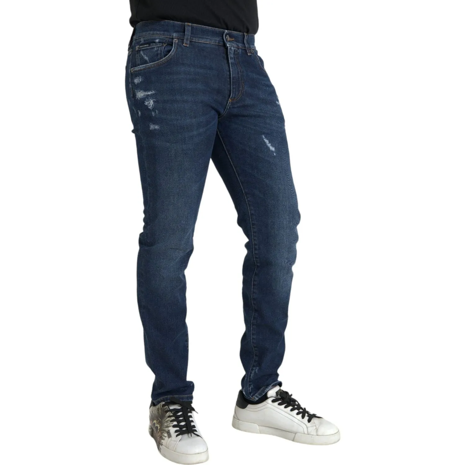 Dolce & Gabbana Blue Slim Fit Cotton Skinny Men Denim Jeans