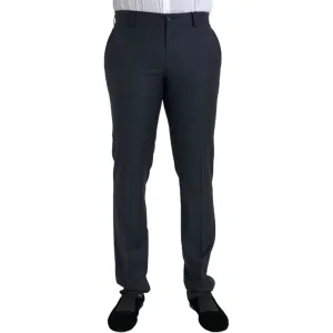 Dolce & Gabbana Blue Wool Men Skinny Dress Pants