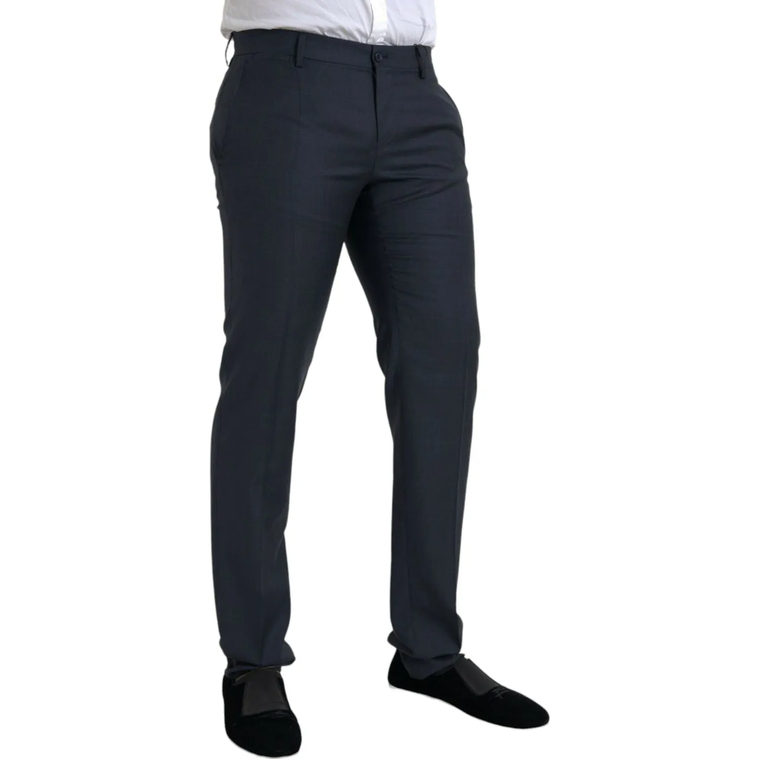 Dolce & Gabbana Blue Wool Men Skinny Dress Pants