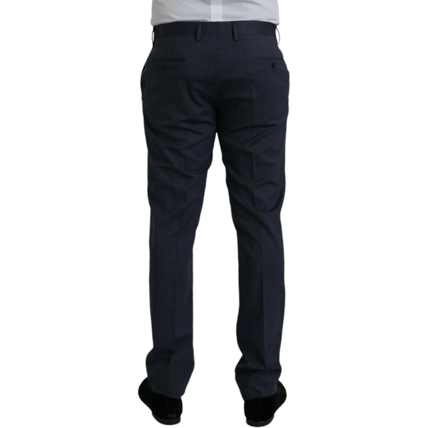 Dolce & Gabbana Blue Wool Slim Fit Dress Formal Pants