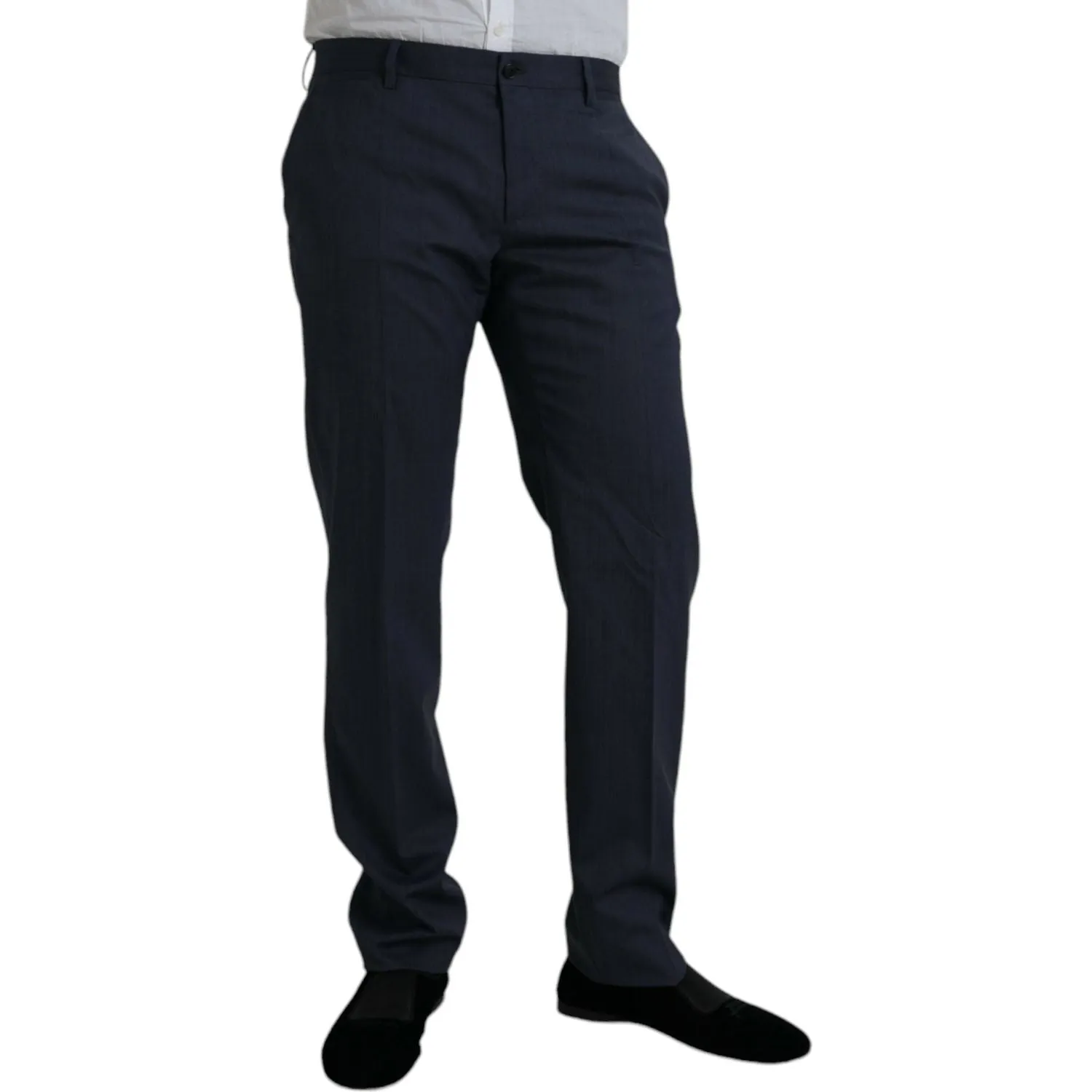 Dolce & Gabbana Blue Wool Slim Fit Dress Formal Pants