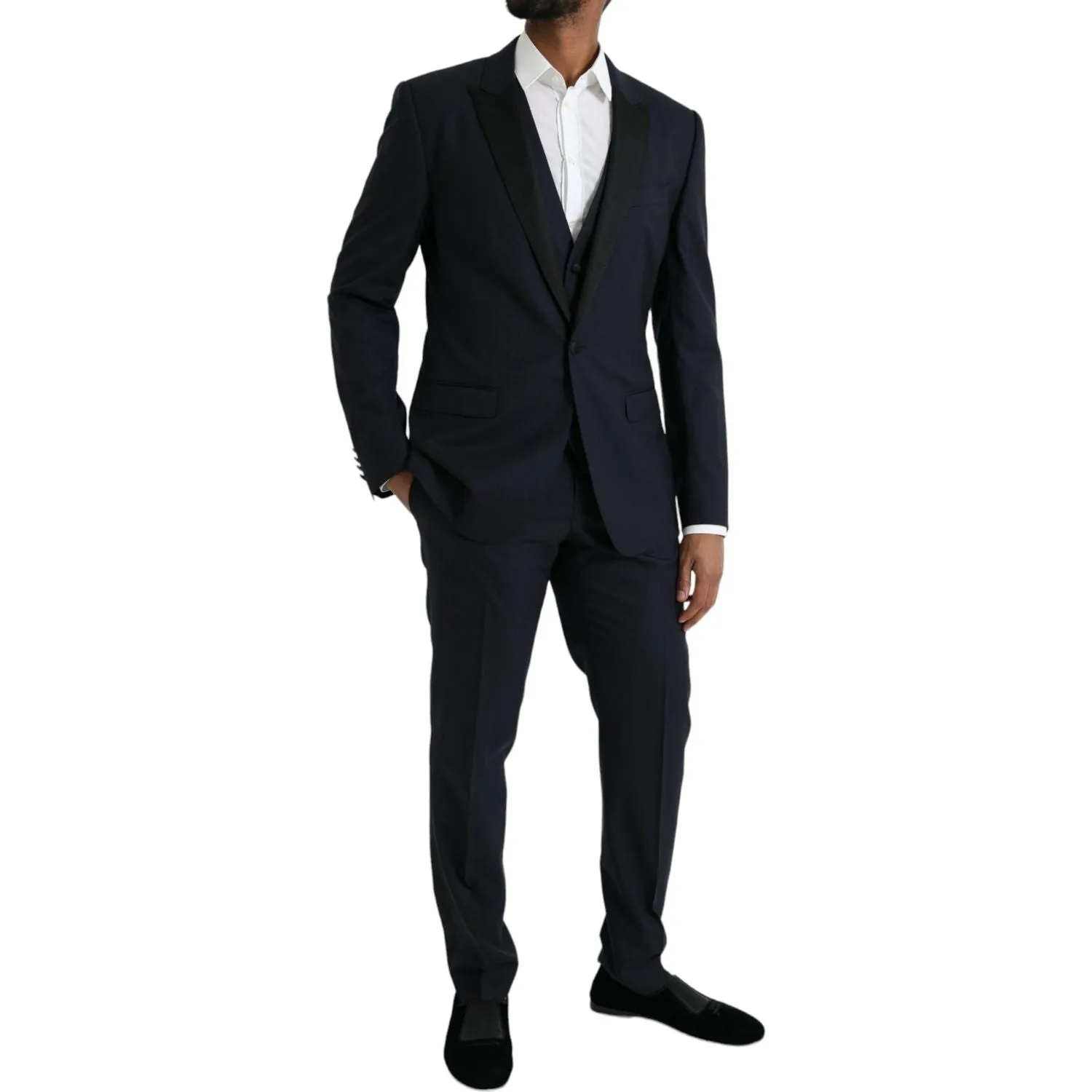 Dolce & Gabbana Dark Blue MARTINI Wool Formal 3 Piece Suit