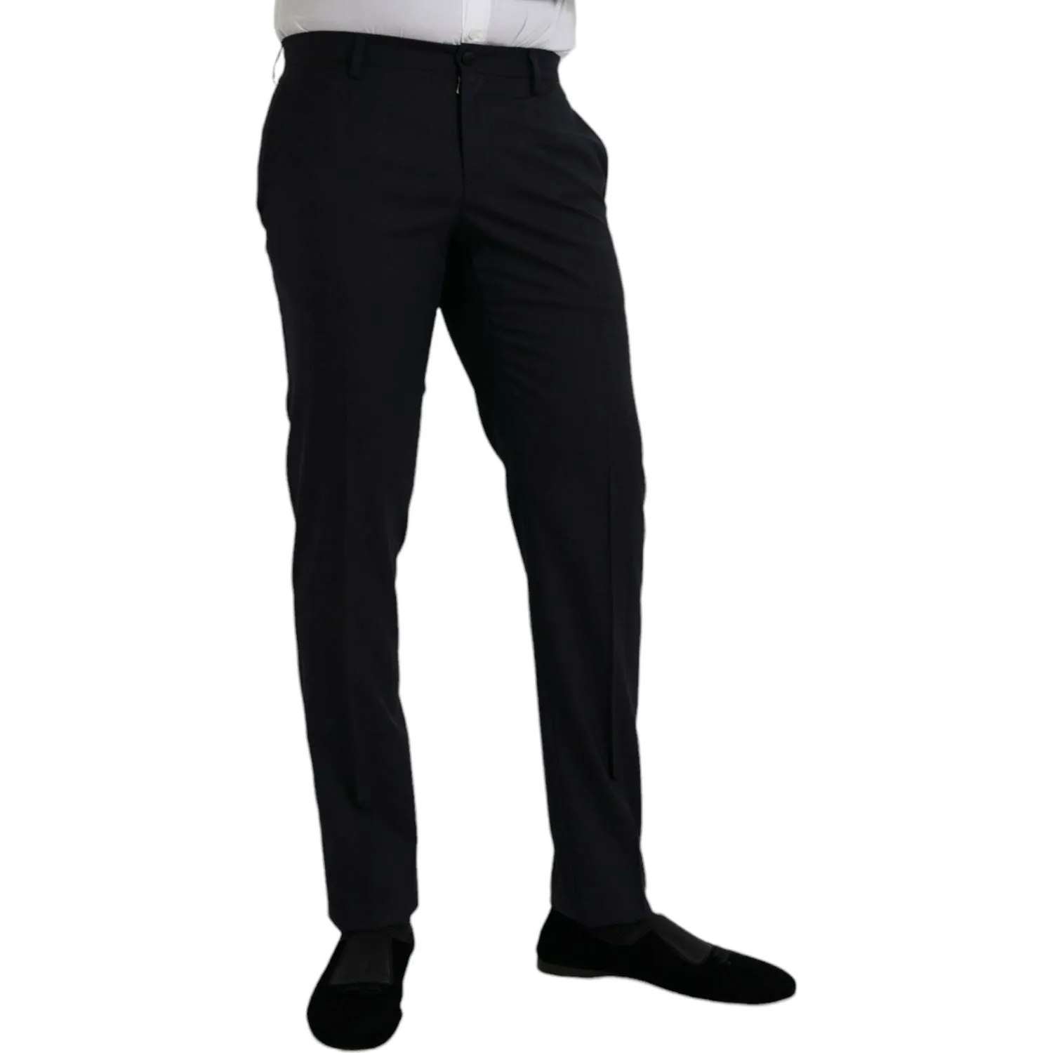 Dolce & Gabbana Dark Blue Wool Slim Fit Formal Pants