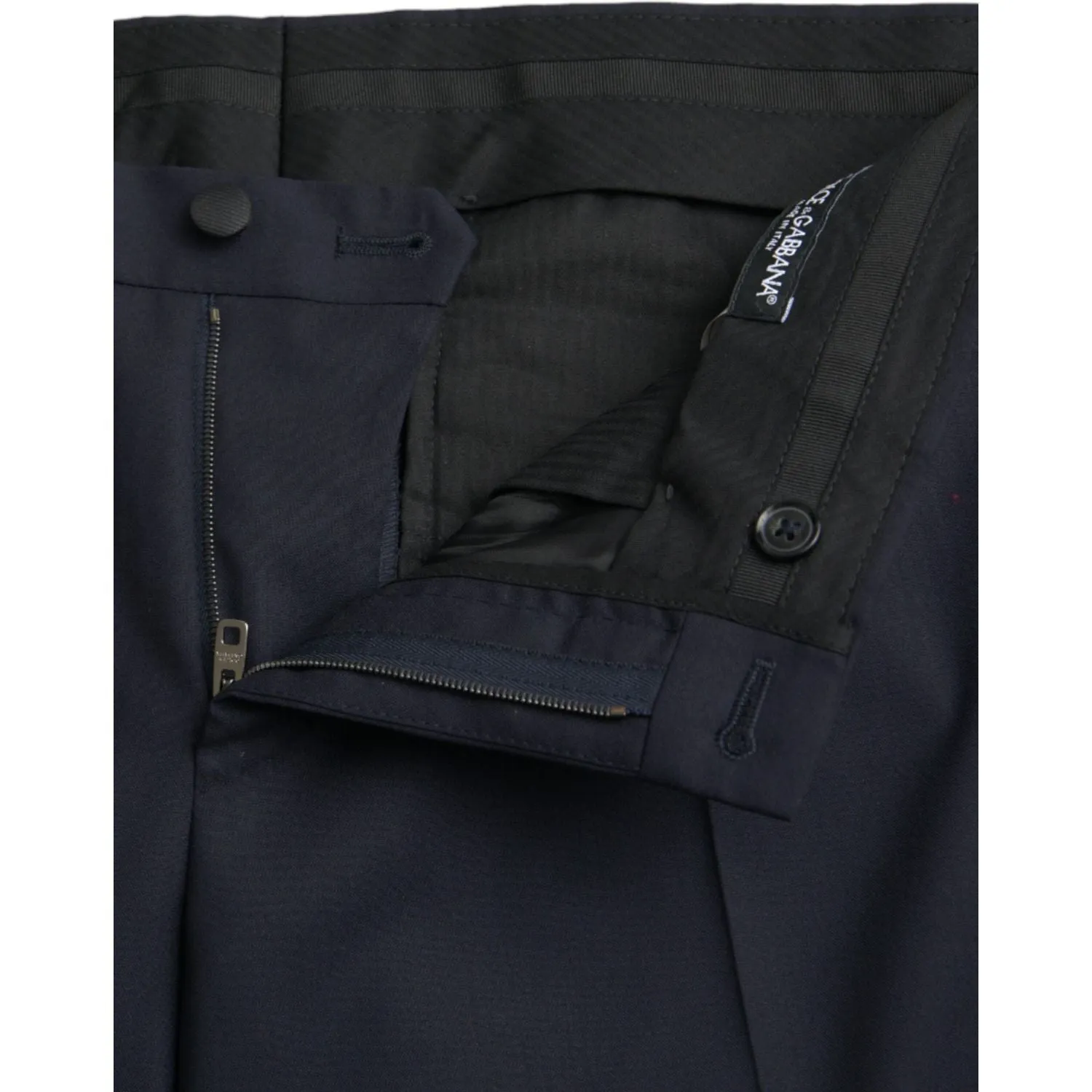 Dolce & Gabbana Dark Blue Wool Slim Fit Formal Pants