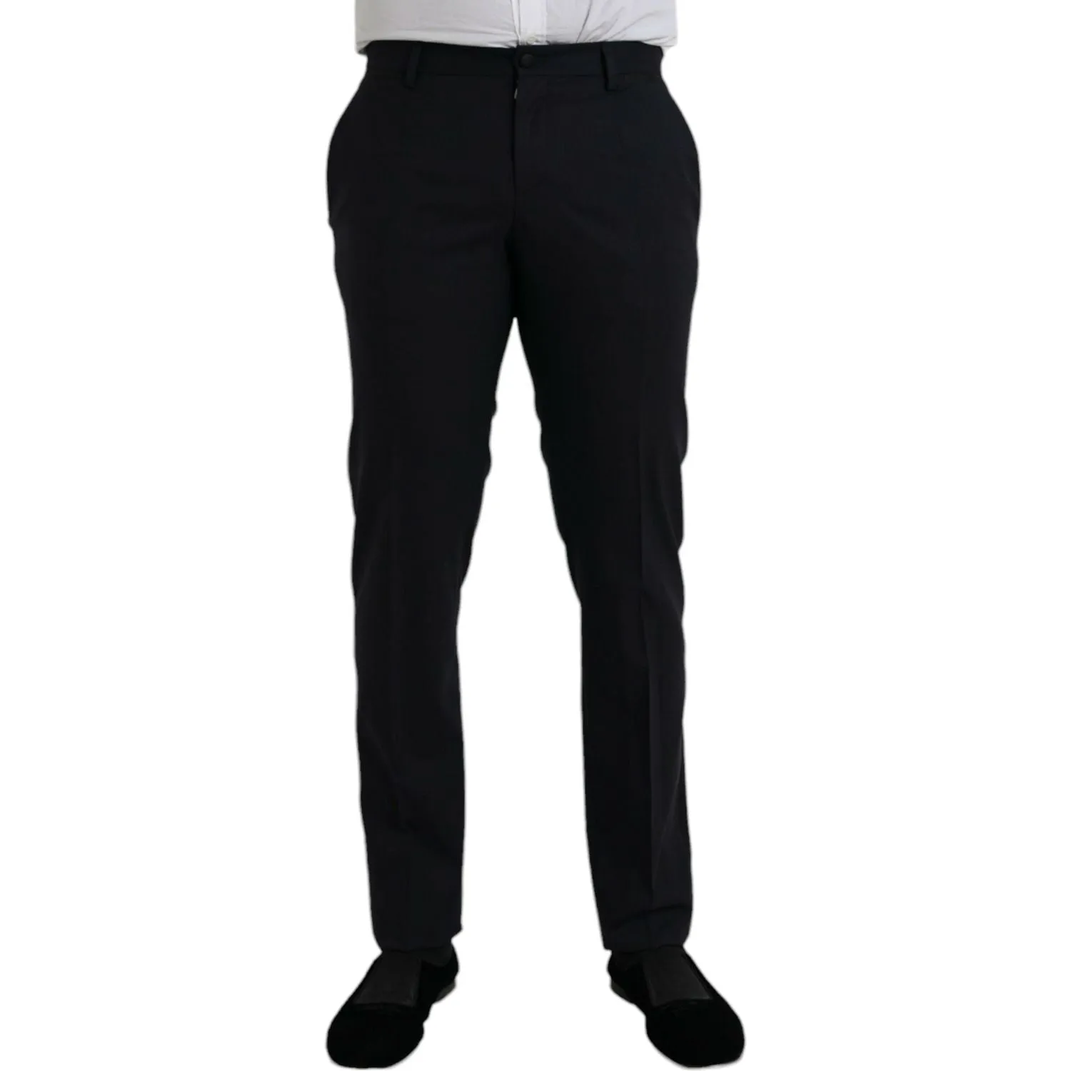 Dolce & Gabbana Dark Blue Wool Slim Fit Formal Pants