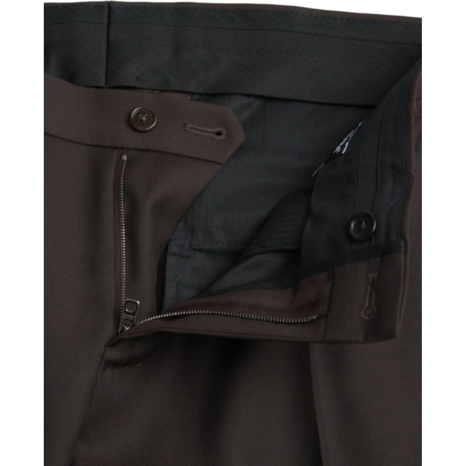 Dolce & Gabbana Dark Brown Wool Slim Fit Formal Pants