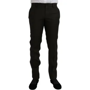 Dolce & Gabbana Dark Brown Wool Slim Fit Formal Pants