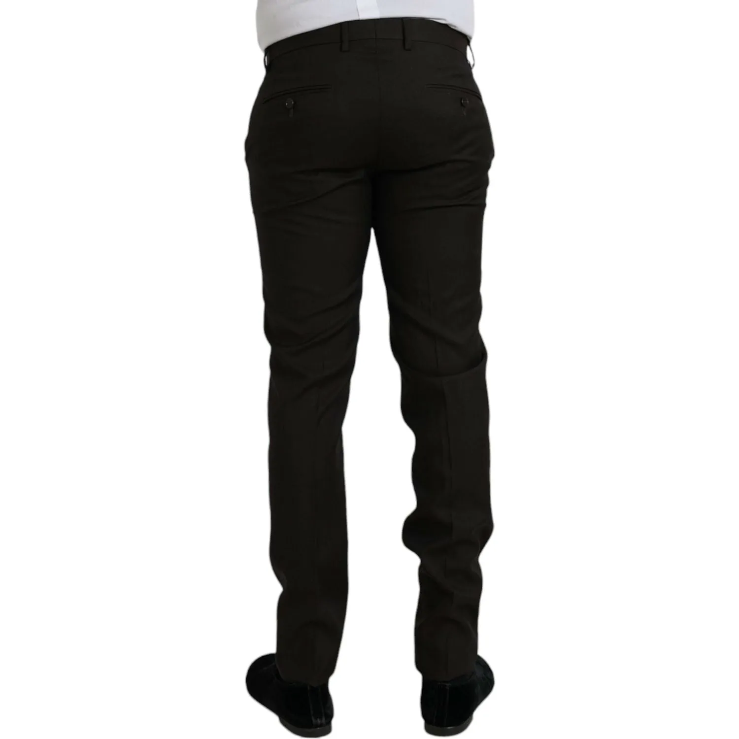 Dolce & Gabbana Dark Brown Wool Slim Fit Formal Pants