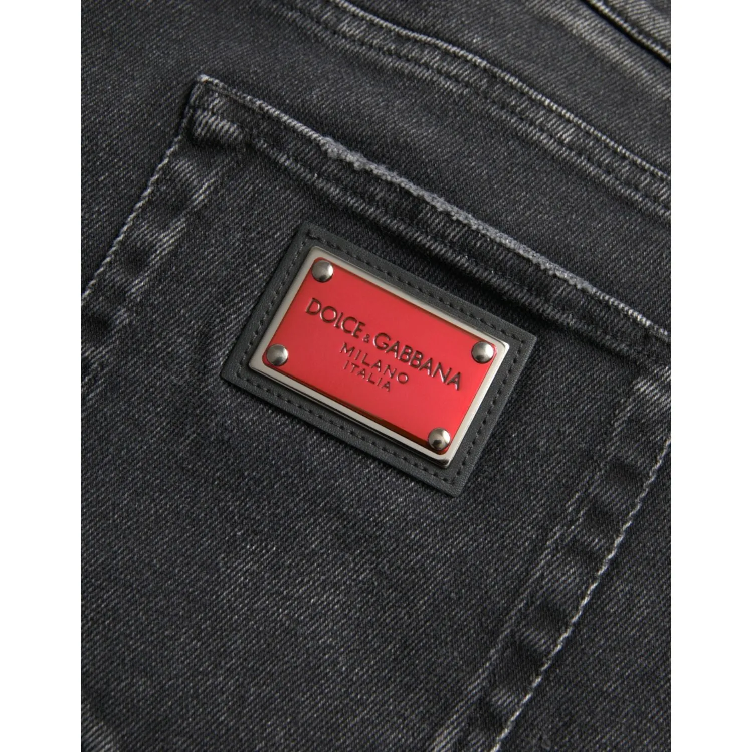 Dolce & Gabbana Gray Cotton Stretch Skinny Denim Logo Jeans