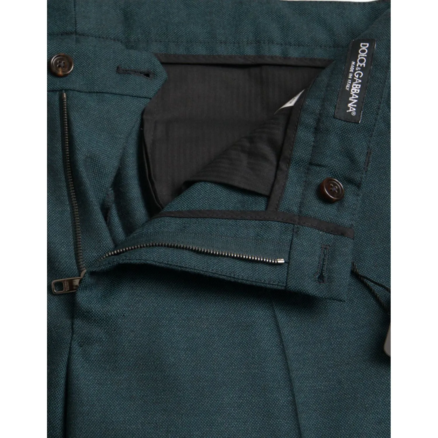 Dolce & Gabbana Green Wool Skinny Slim Dress Pants